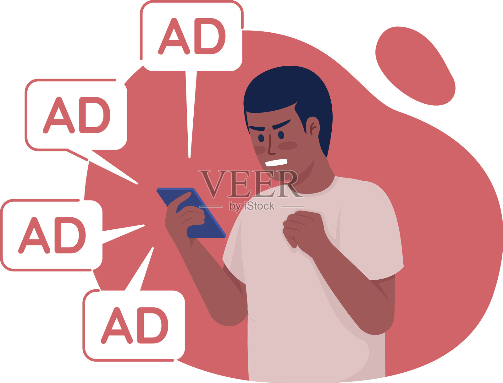 男人愤怒的冗余在线广告2d孤立设计元素图片