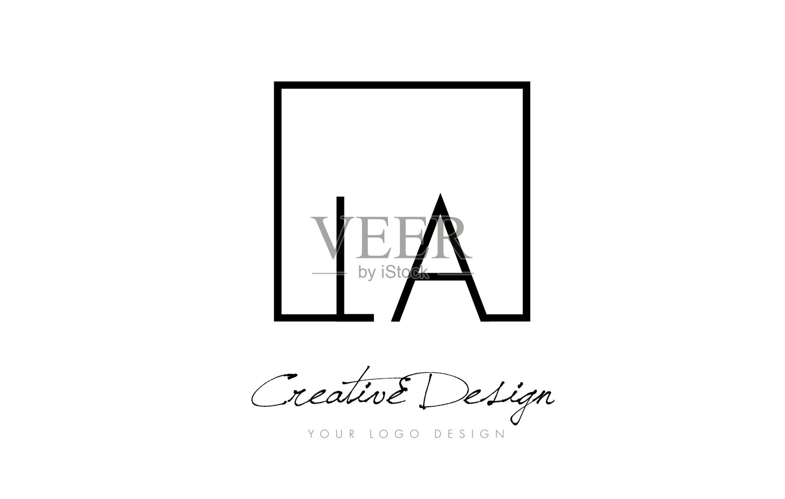 logo用黑色和方形框拉字母设计设计元素图片
