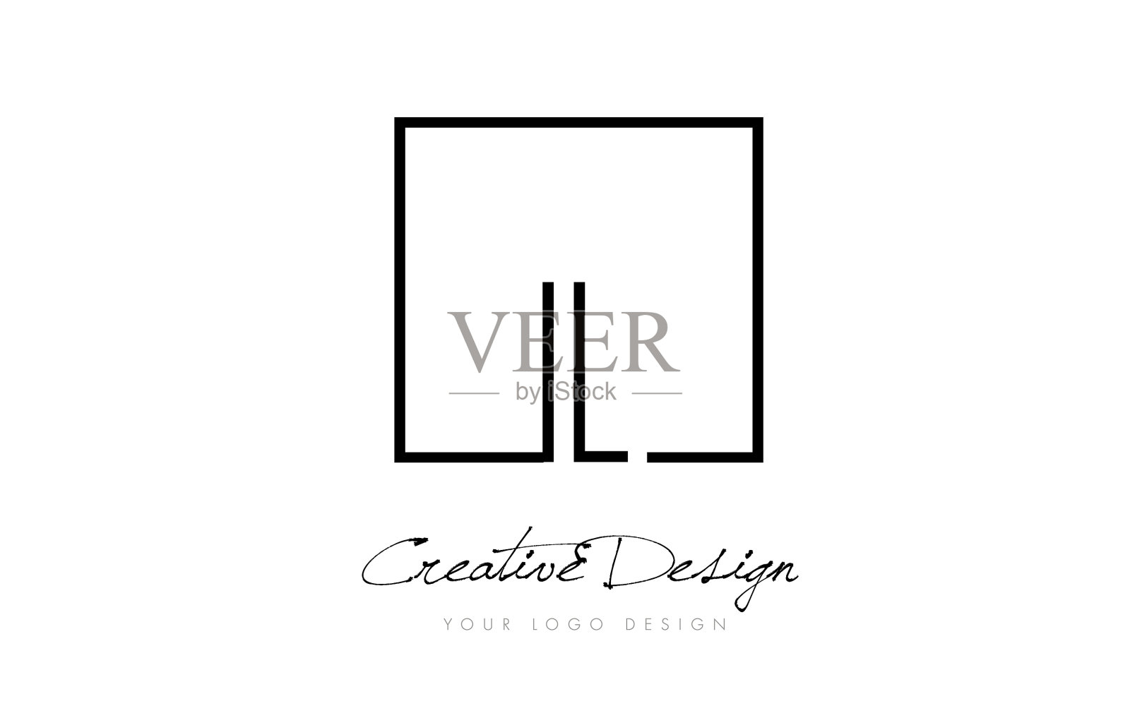 Il方框字母标志设计用黑色和设计元素图片