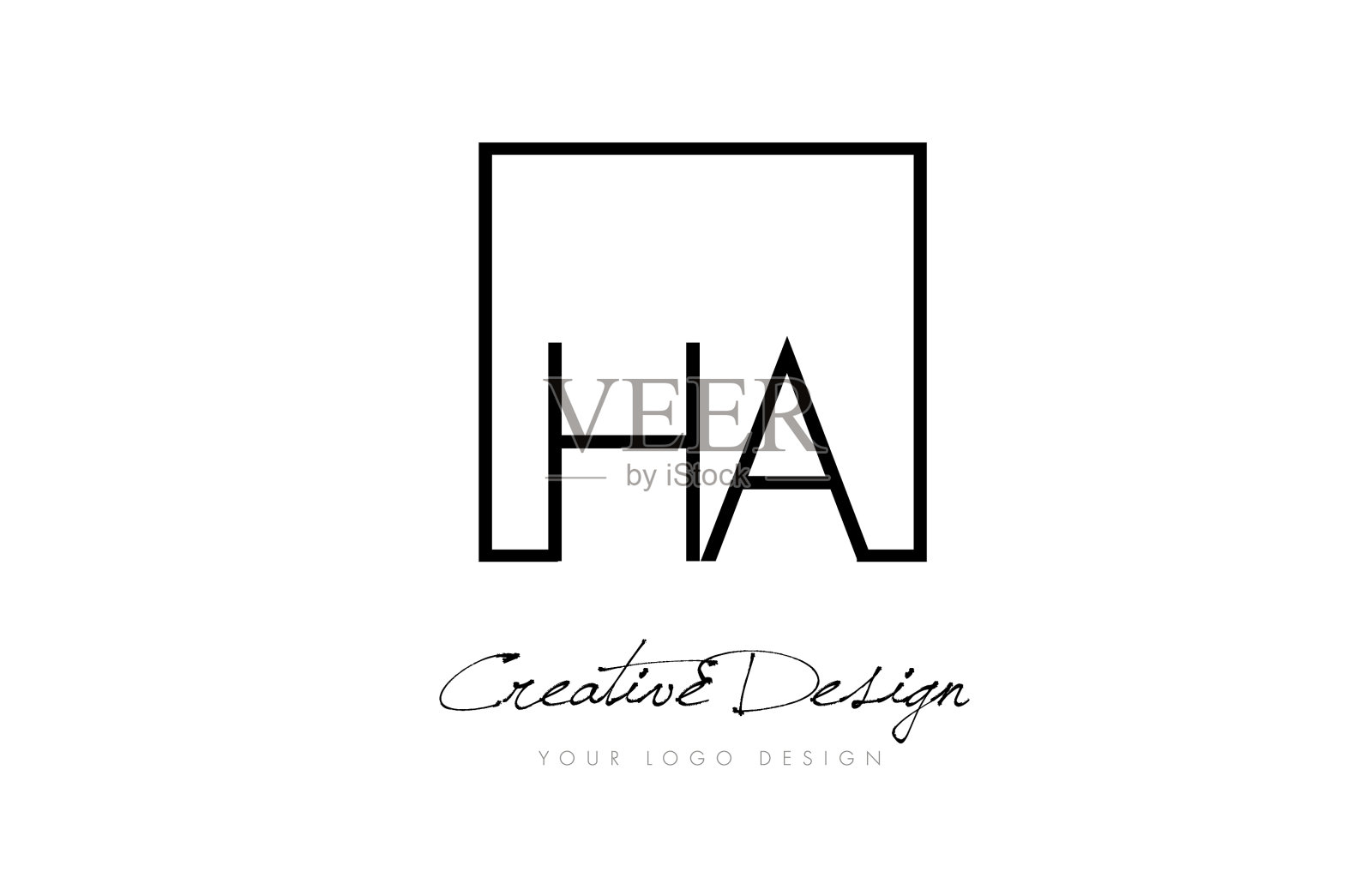哈方框字母logo设计用黑色和设计元素图片