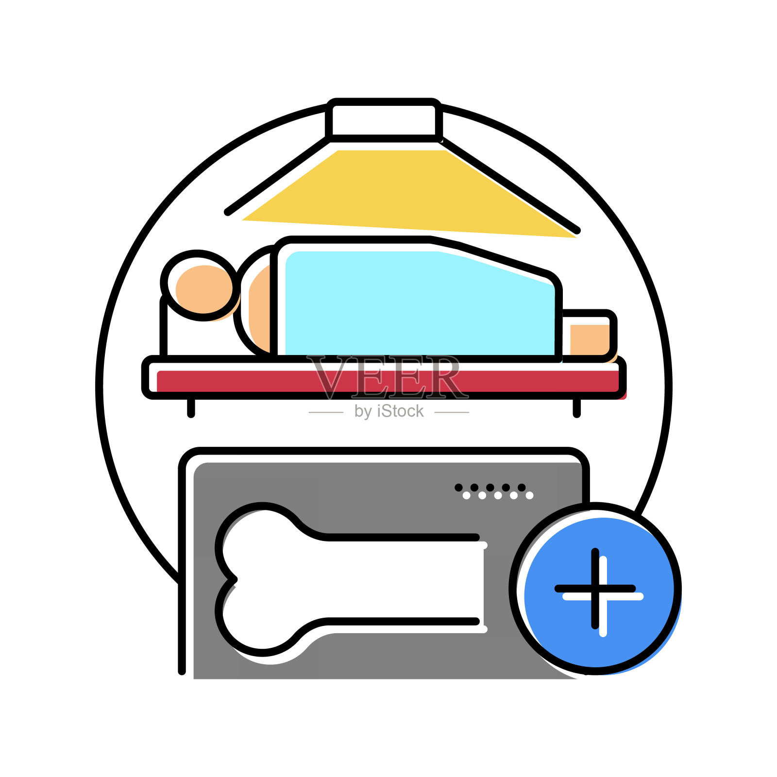 骨密度健康检查颜色图标矢量插图插画图片素材