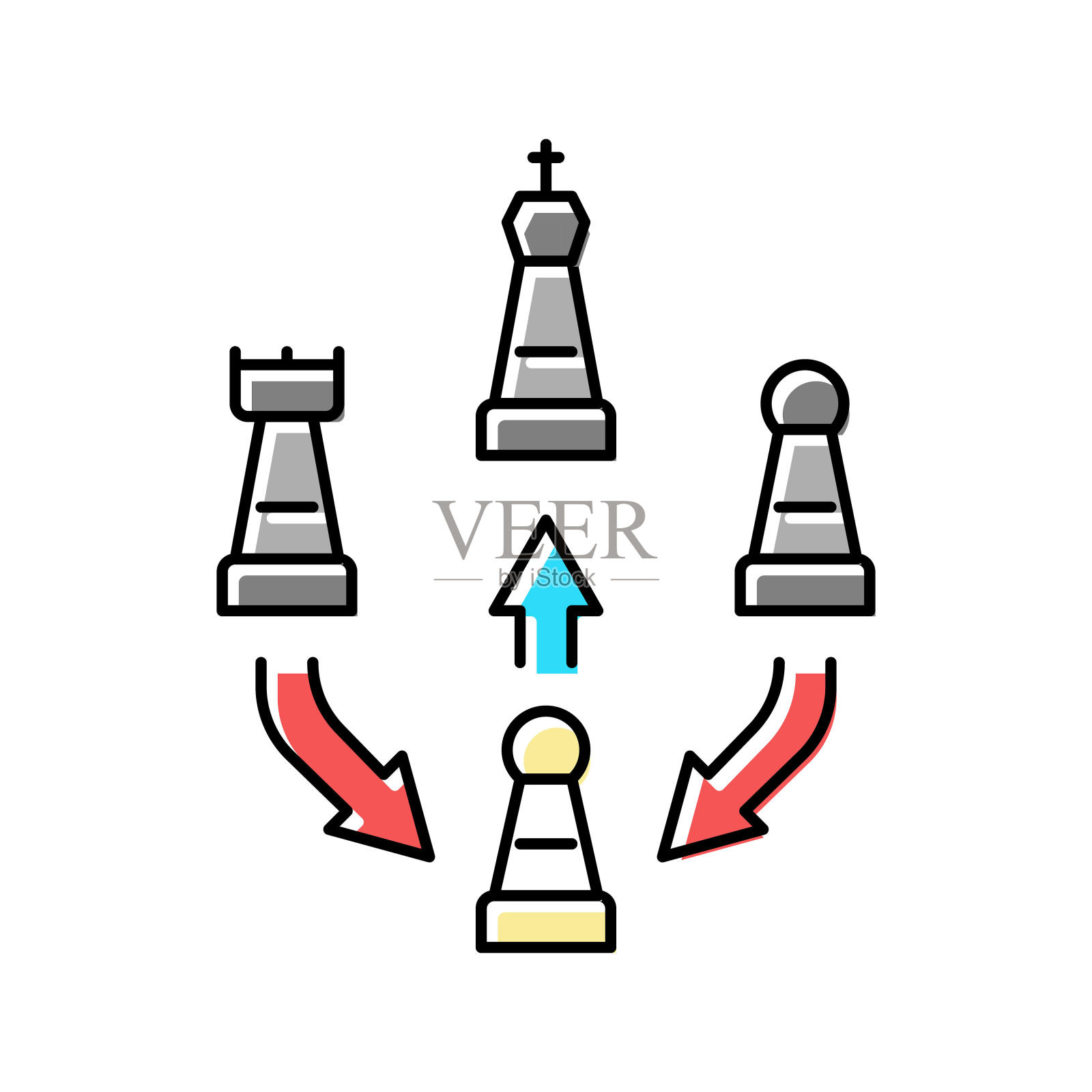 战略国际象棋颜色图标矢量插图图标素材