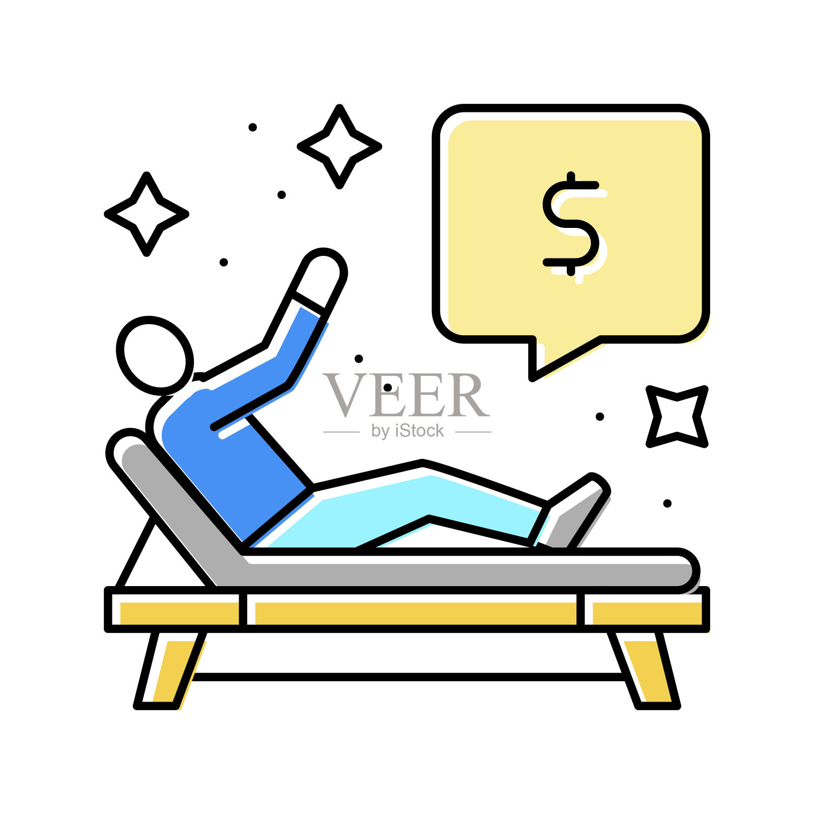 丰富的财富财务自由金钱彩色图标矢量插图插画图片素材