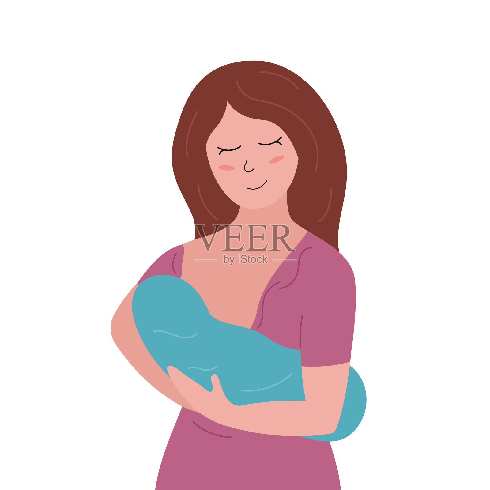 母乳喂养概念可爱快乐妈妈抱设计元素图片