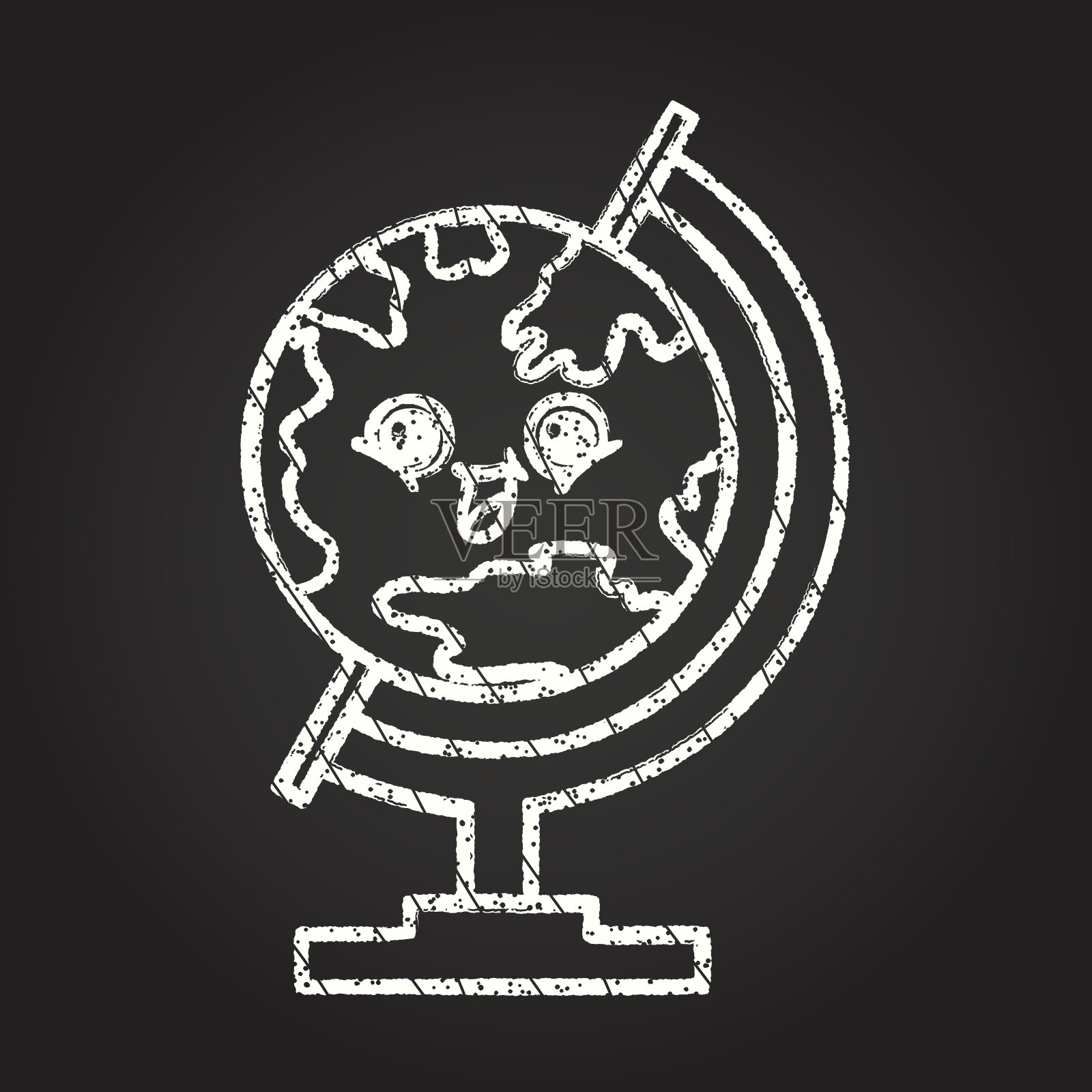 地理地球仪粉笔画插画图片素材