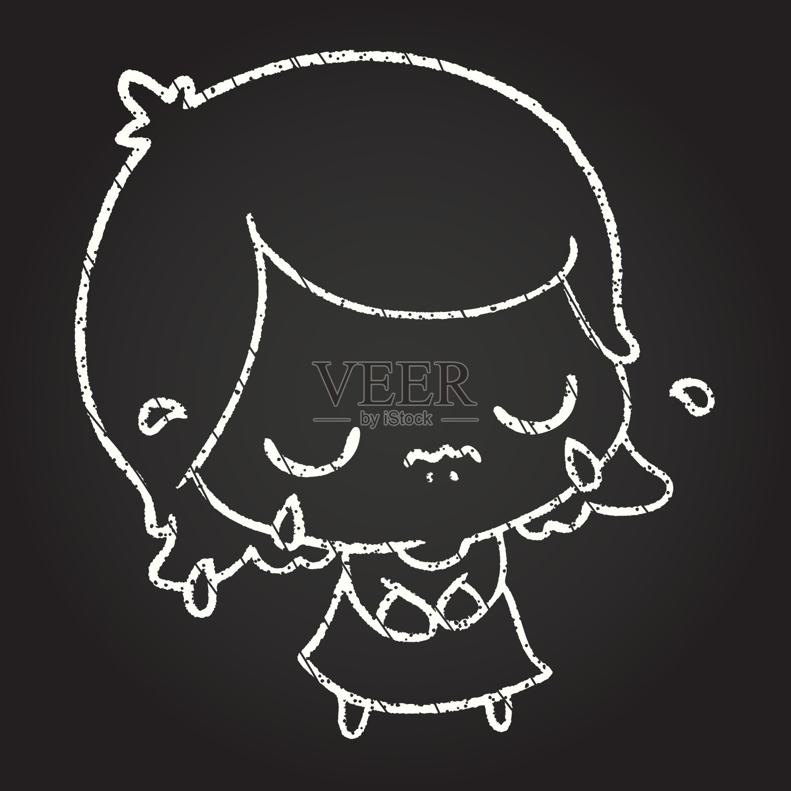 哭泣的女孩粉笔画设计元素图片