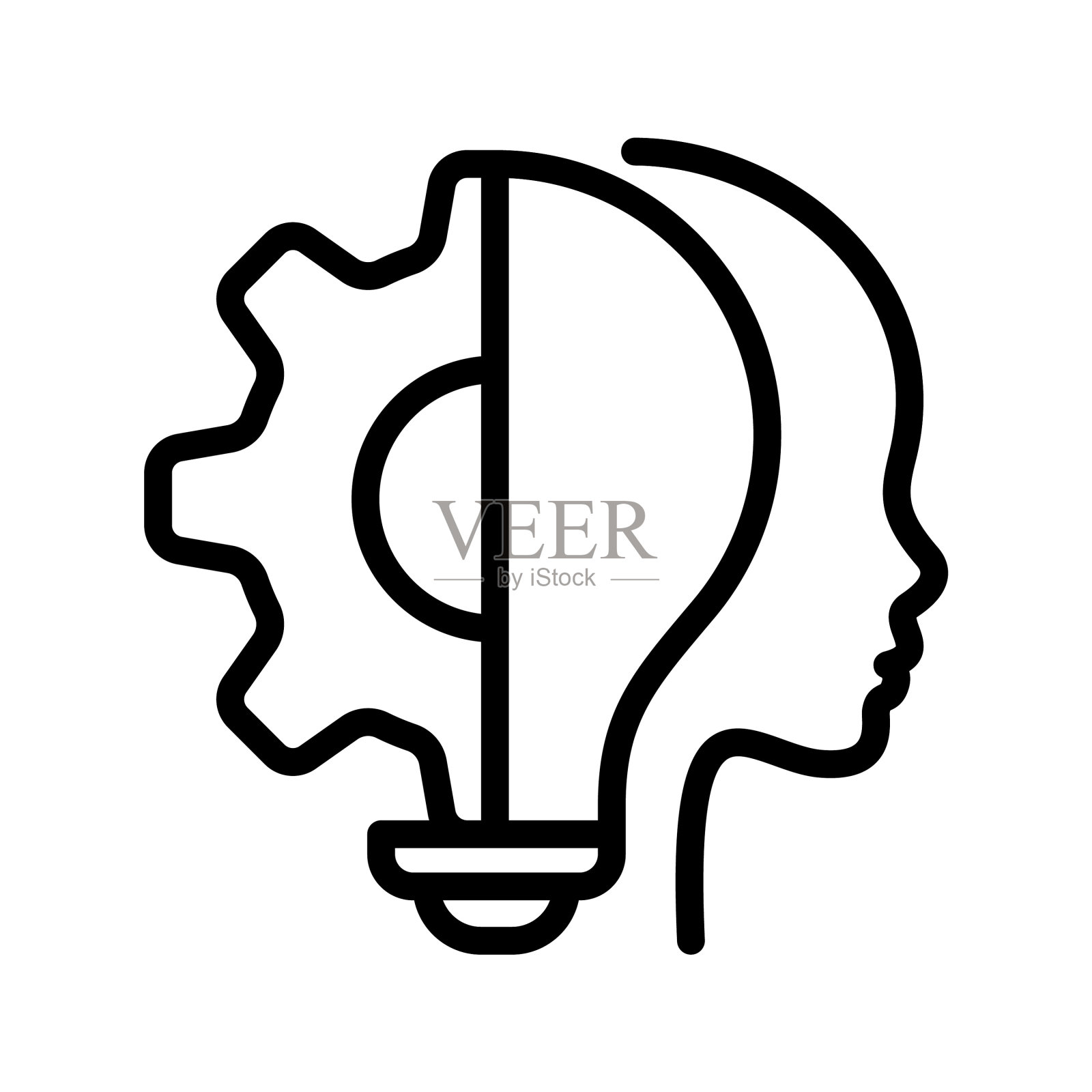 人头灯泡灯泡logo创意智能图标头图标素材