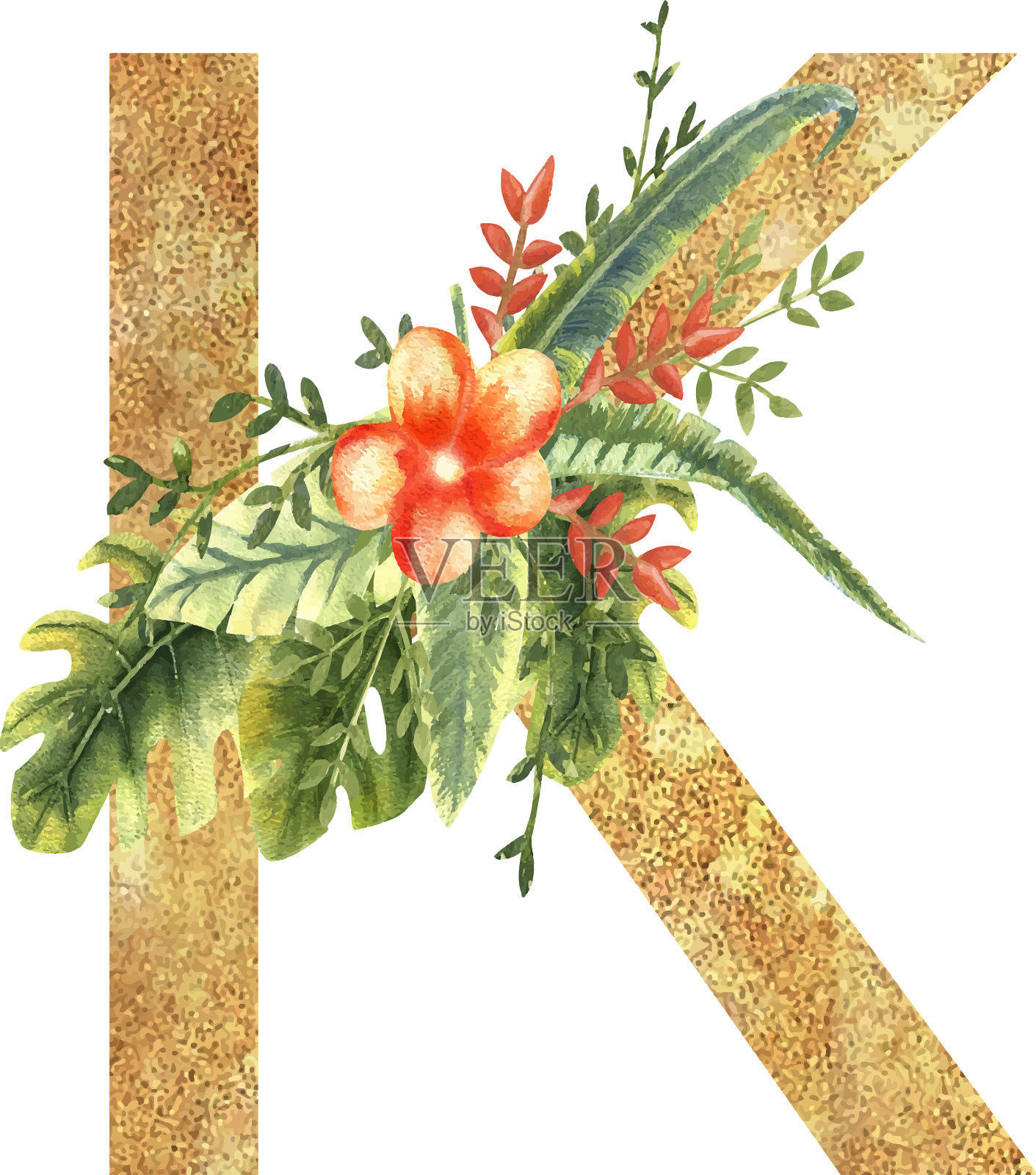 英文字母中带有a的金色字母k设计元素图片