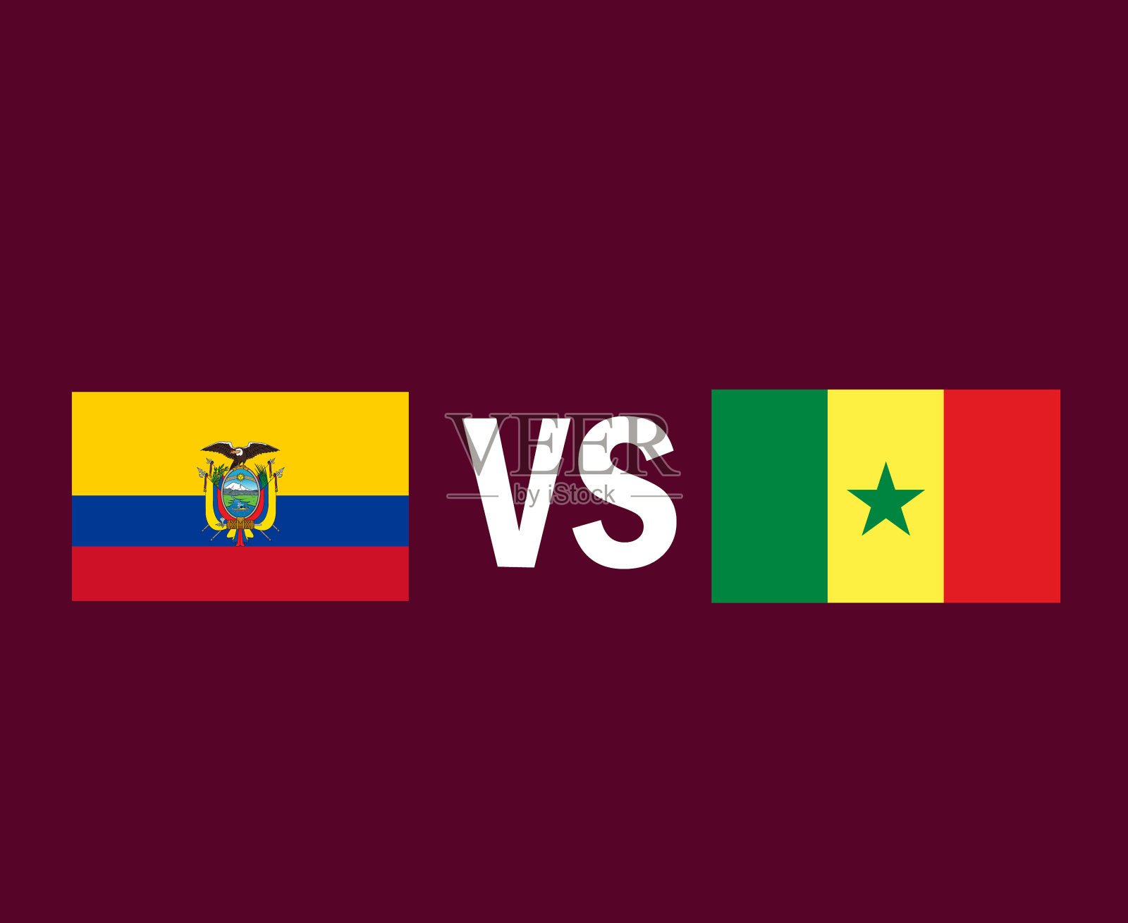 厄瓜多尔和塞内加尔国旗会徽符号设计插画图片素材