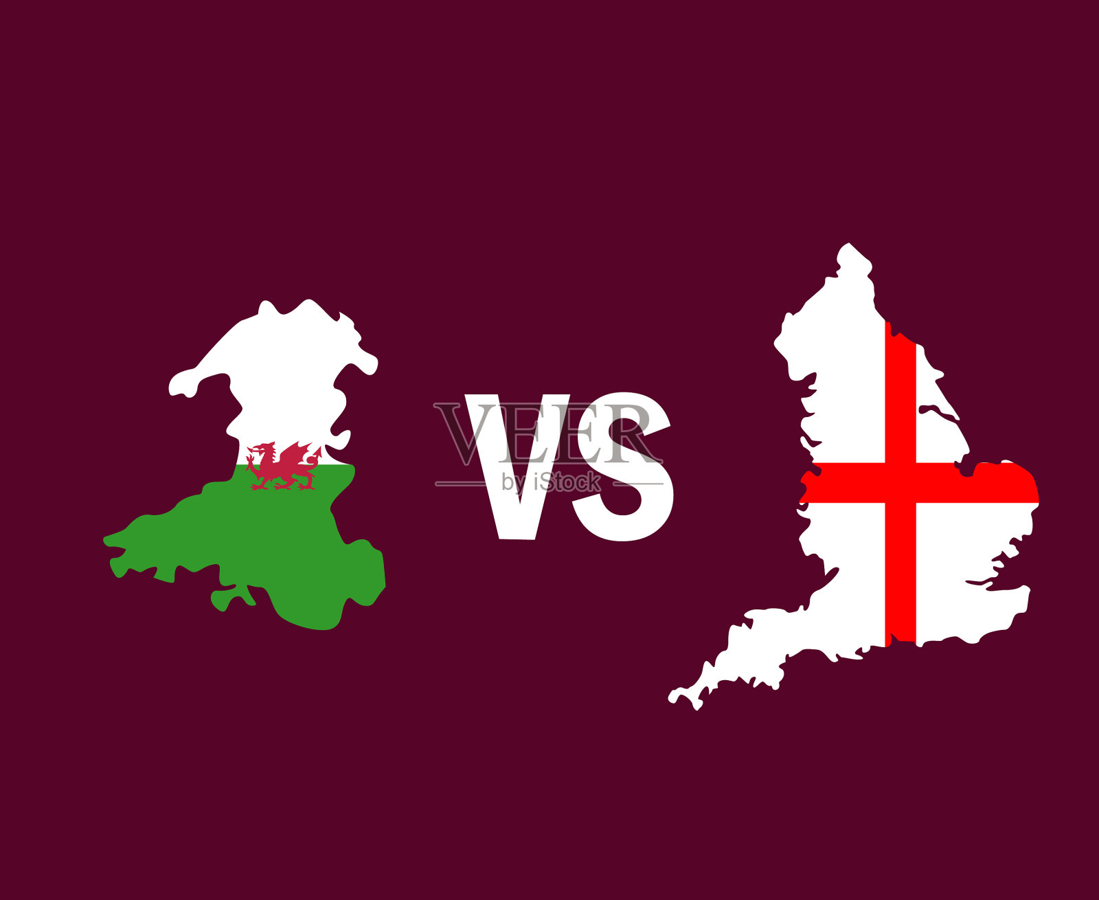 威尔士和英格兰地图符号设计欧洲插画图片素材