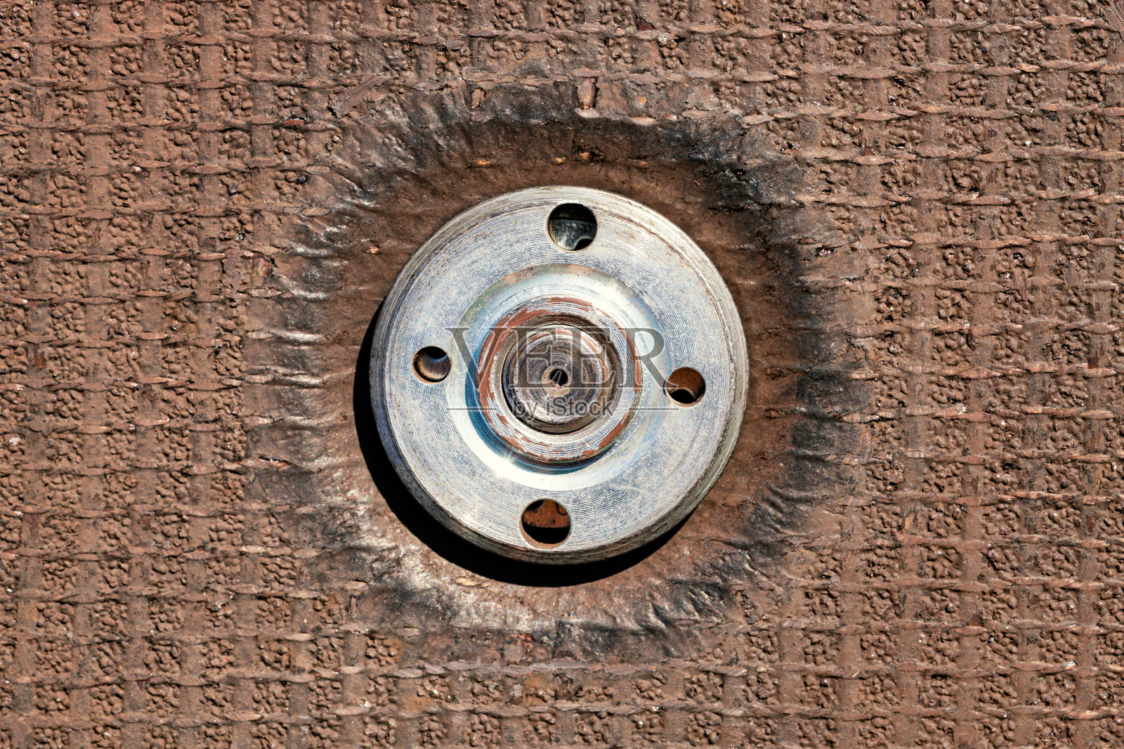 角磨机配有砂轮盘和夹紧螺母特写照片摄影图片