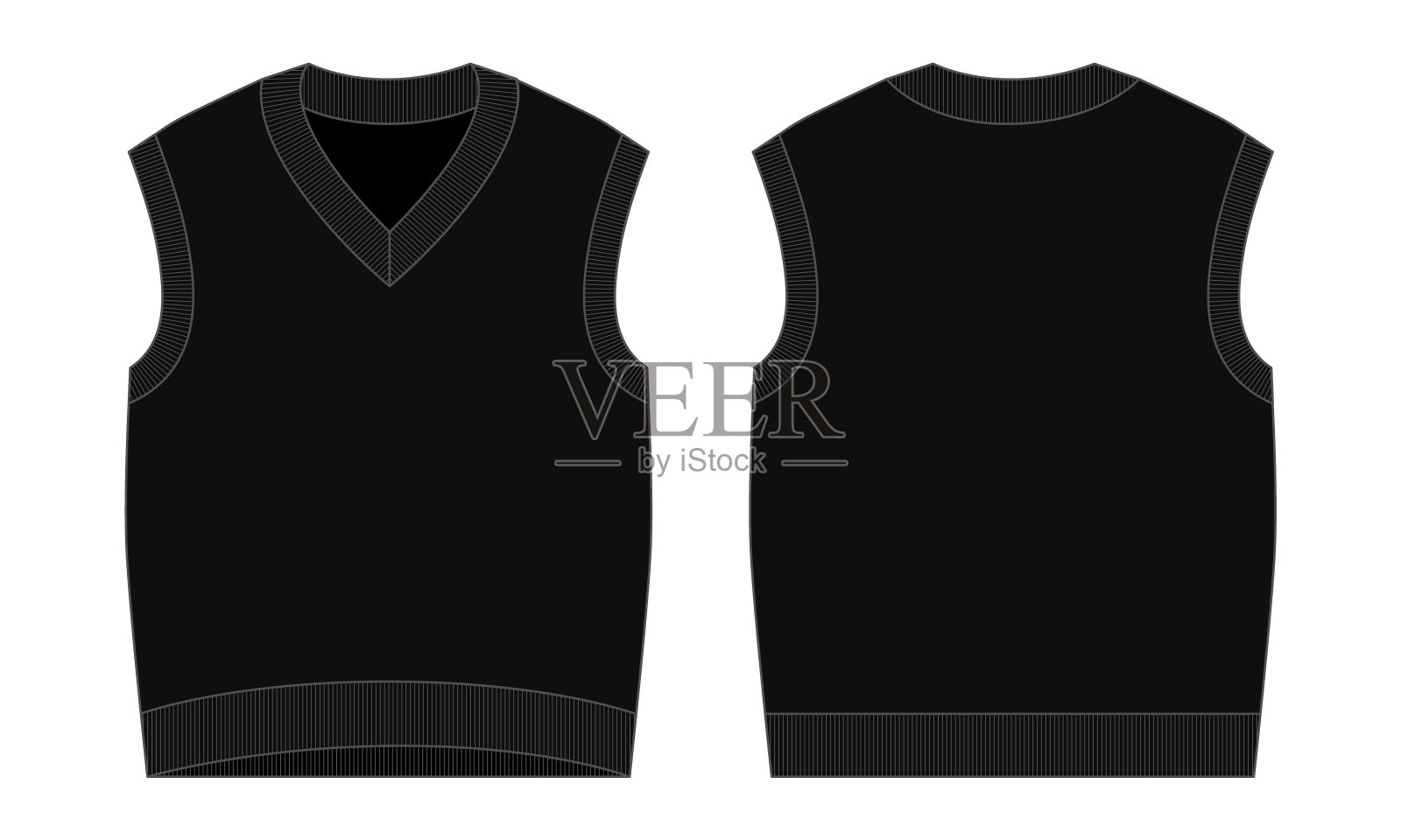 空白黑色v领毛衣背心模板插画图片素材