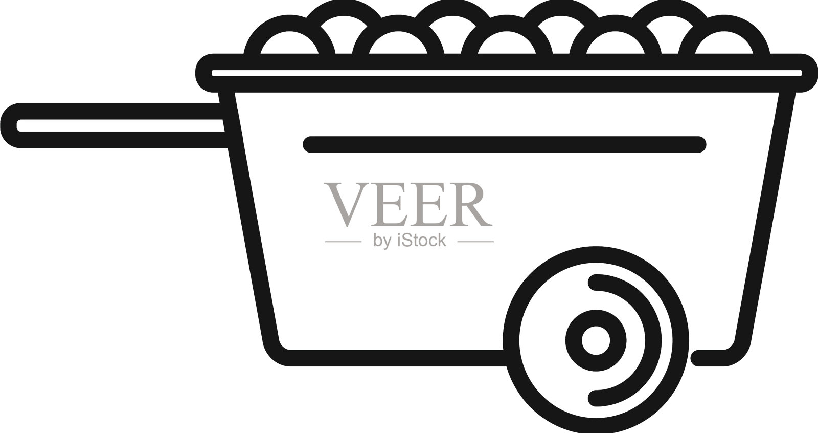 农场木车图标勾勒花园农场设计元素图片