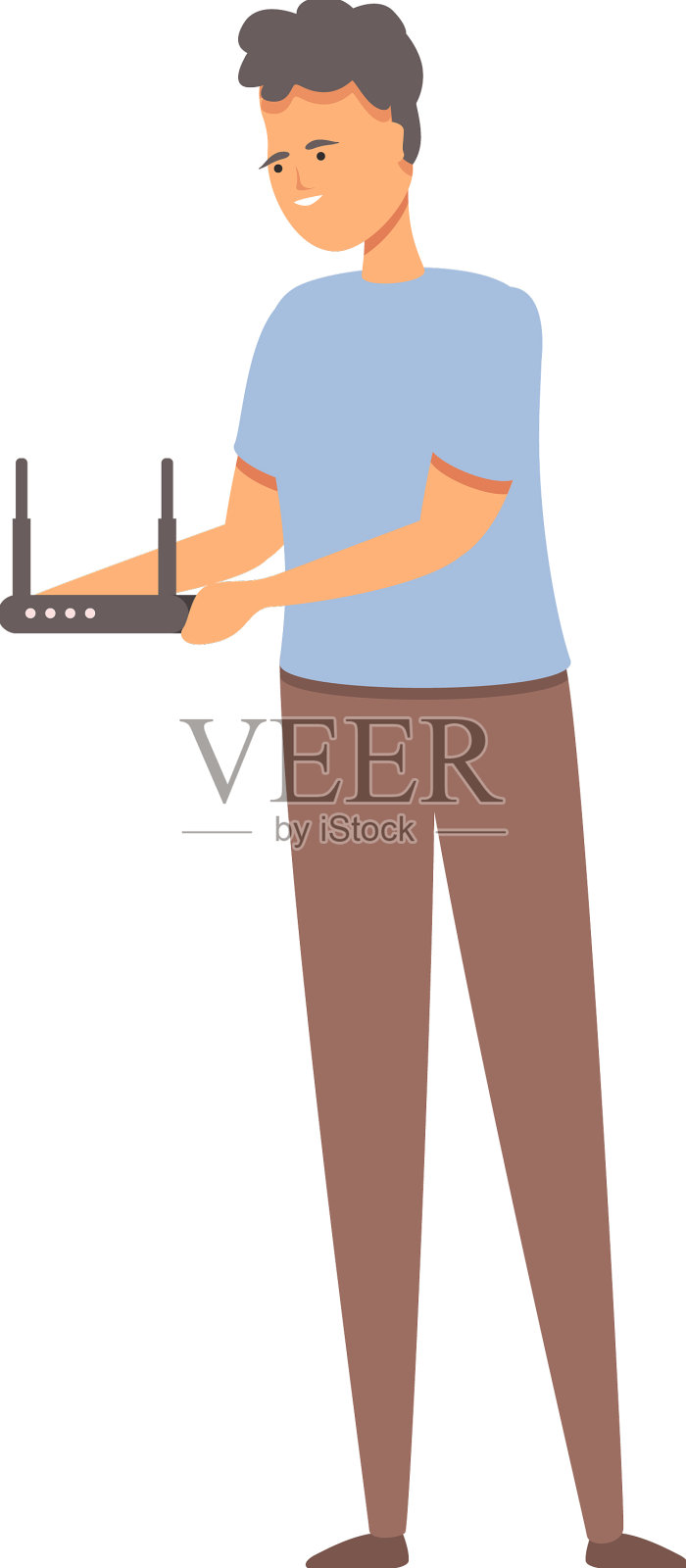 Wifi路由器工程师图标卡通系统设计元素图片