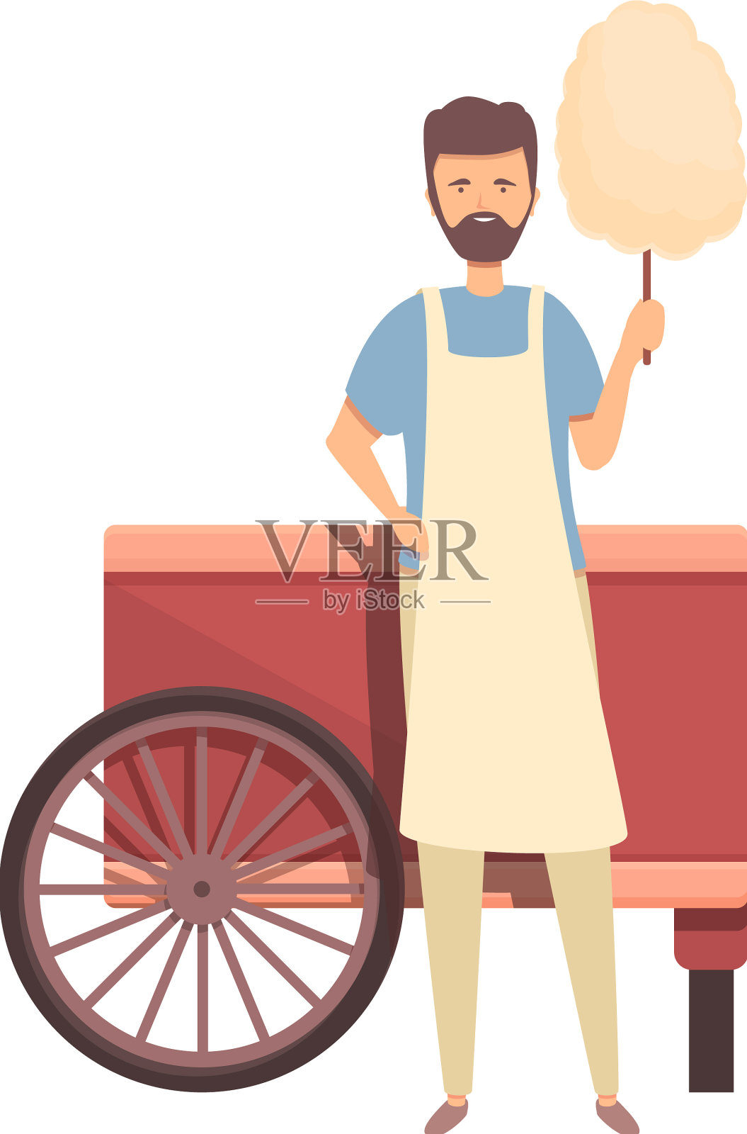 快乐的棉花销售商图标卡通食品车设计元素图片