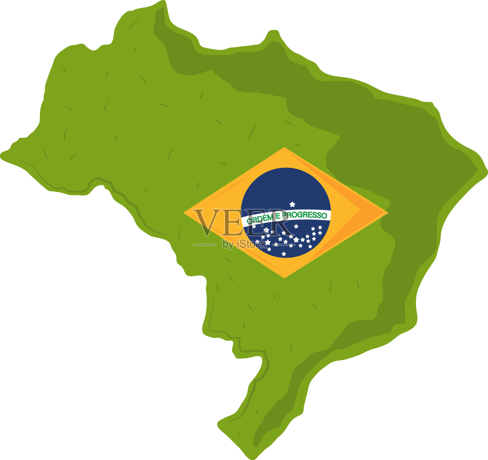 巴西地图和国旗设计元素图片