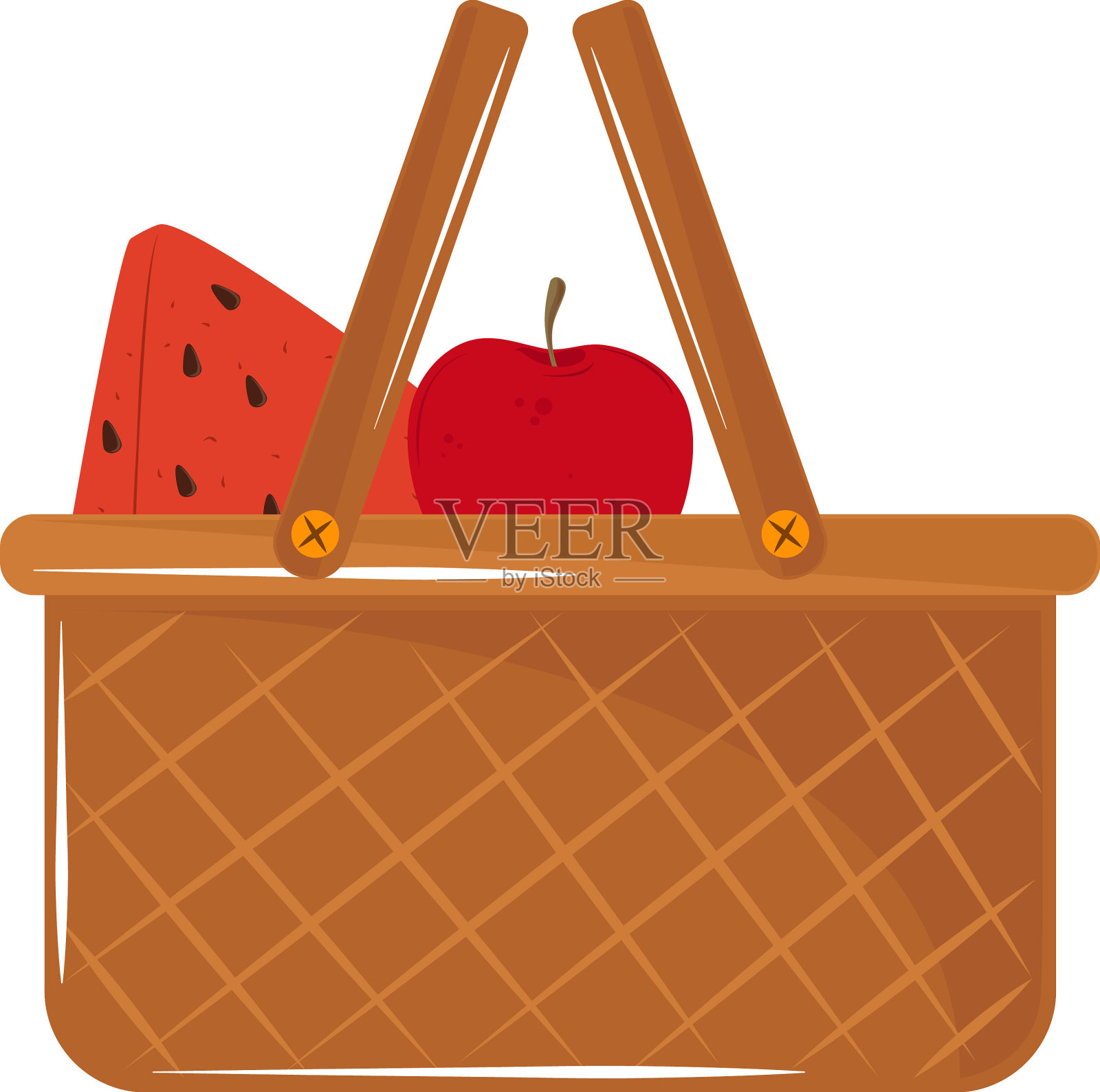 水果和野餐篮设计元素图片