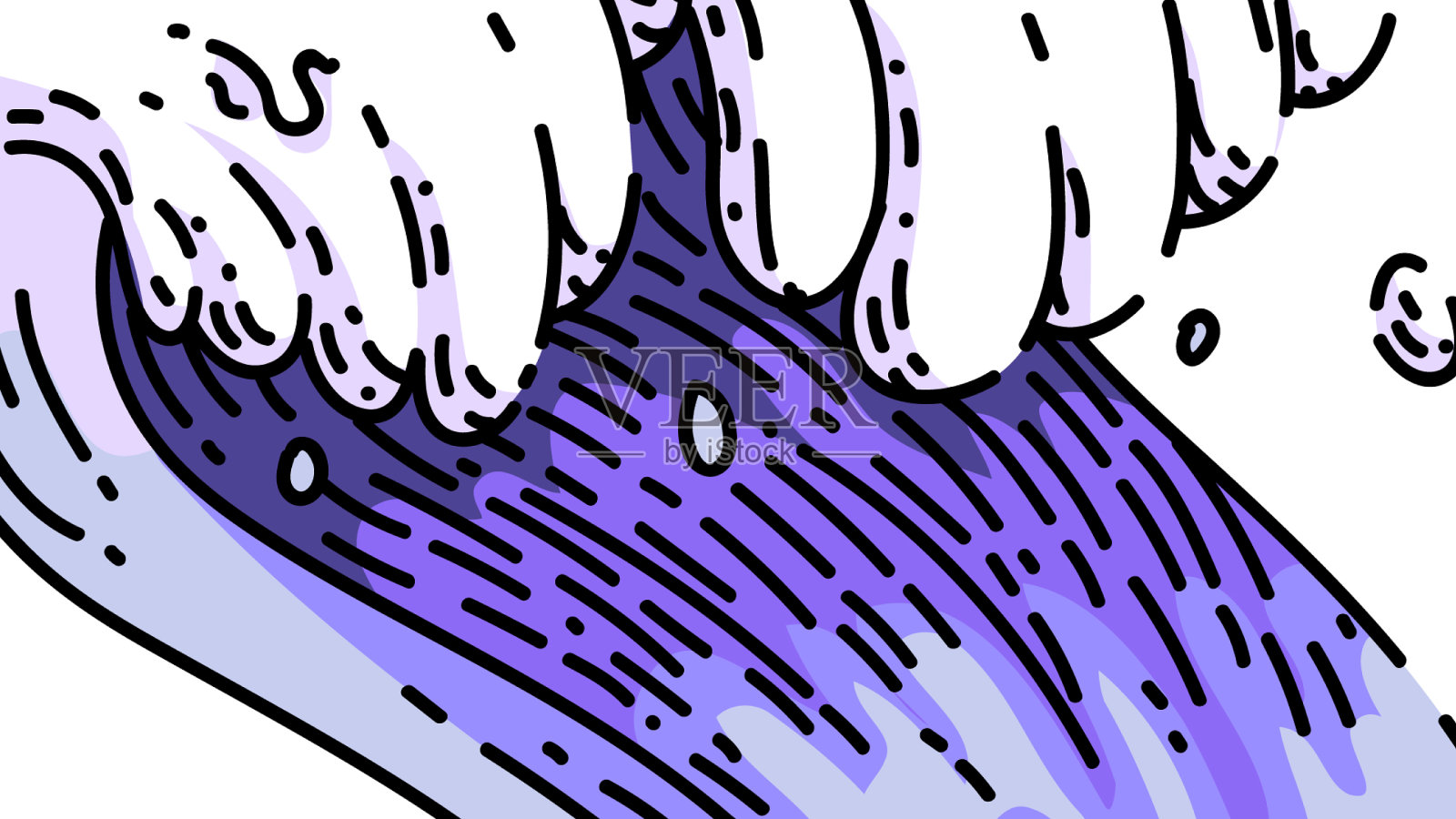 大海海浪素描手绘设计元素图片