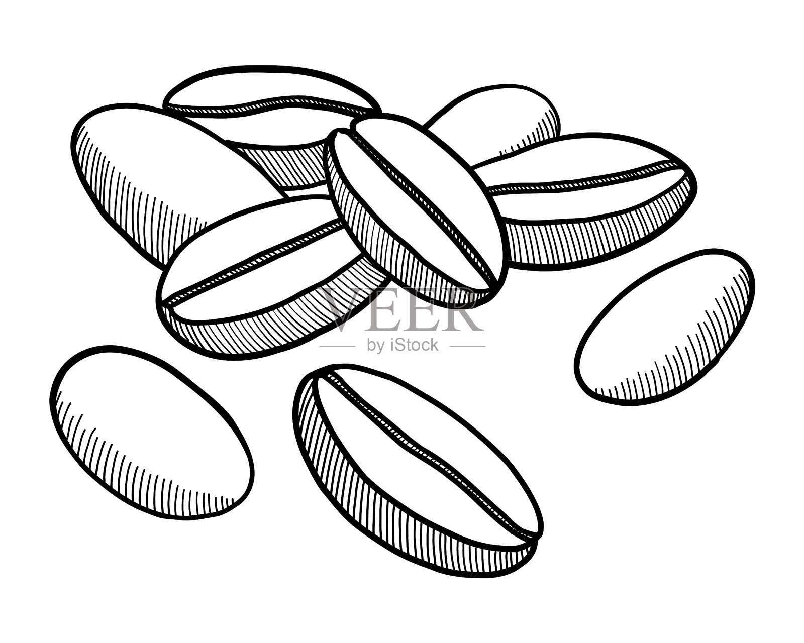 咖啡豆分离在一个白色设计元素图片