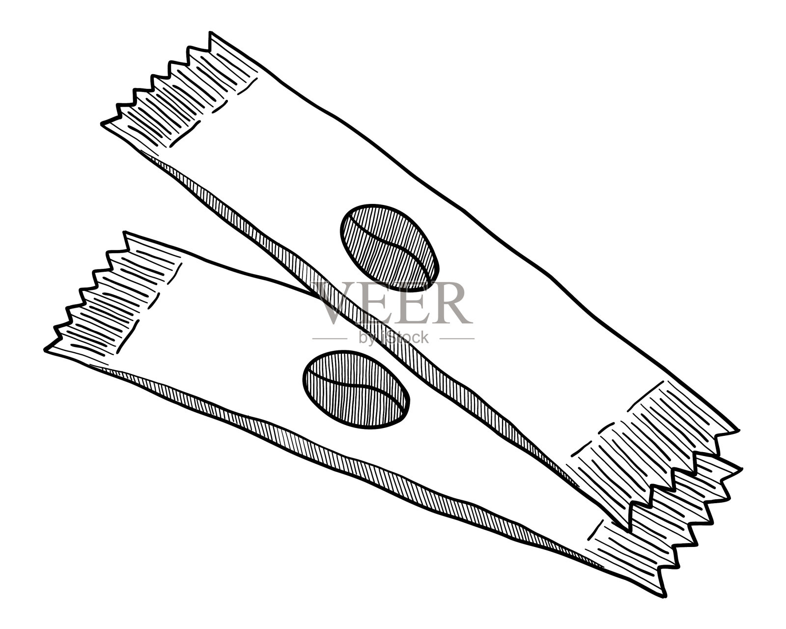 咖啡袋上孤立着一个白色设计元素图片