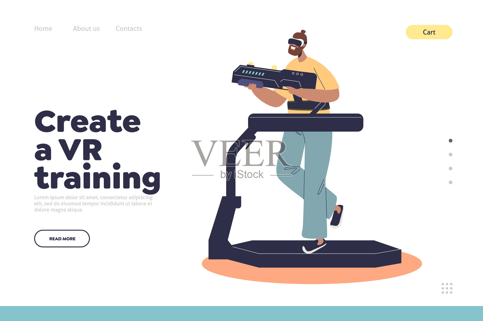 创建虚拟现实训练概念登陆页面设计模板素材