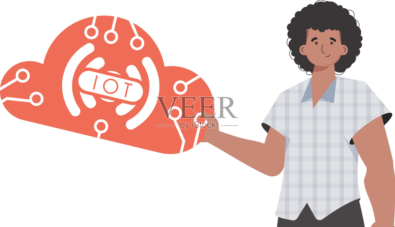 一个男人手里拿着一个物联网图标设计元素图片