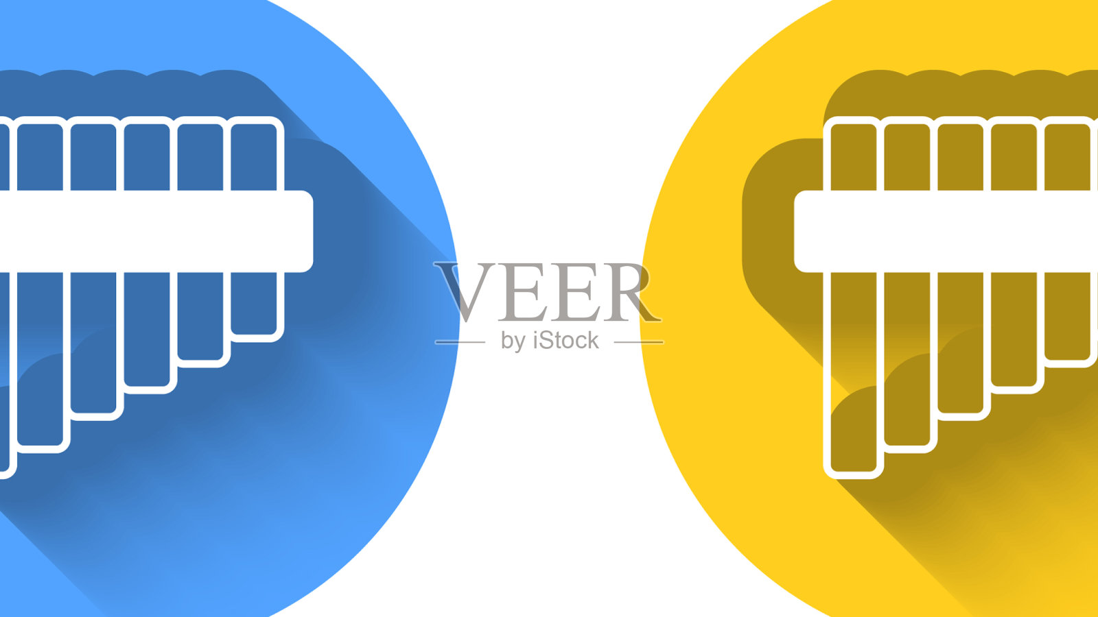 白色盘笛图标孤立与长阴影图标素材