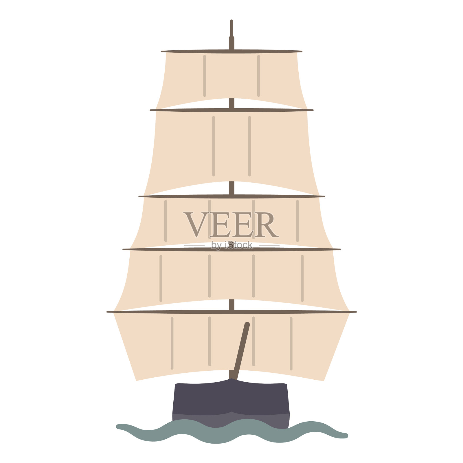 帆船前面平坦设计元素图片