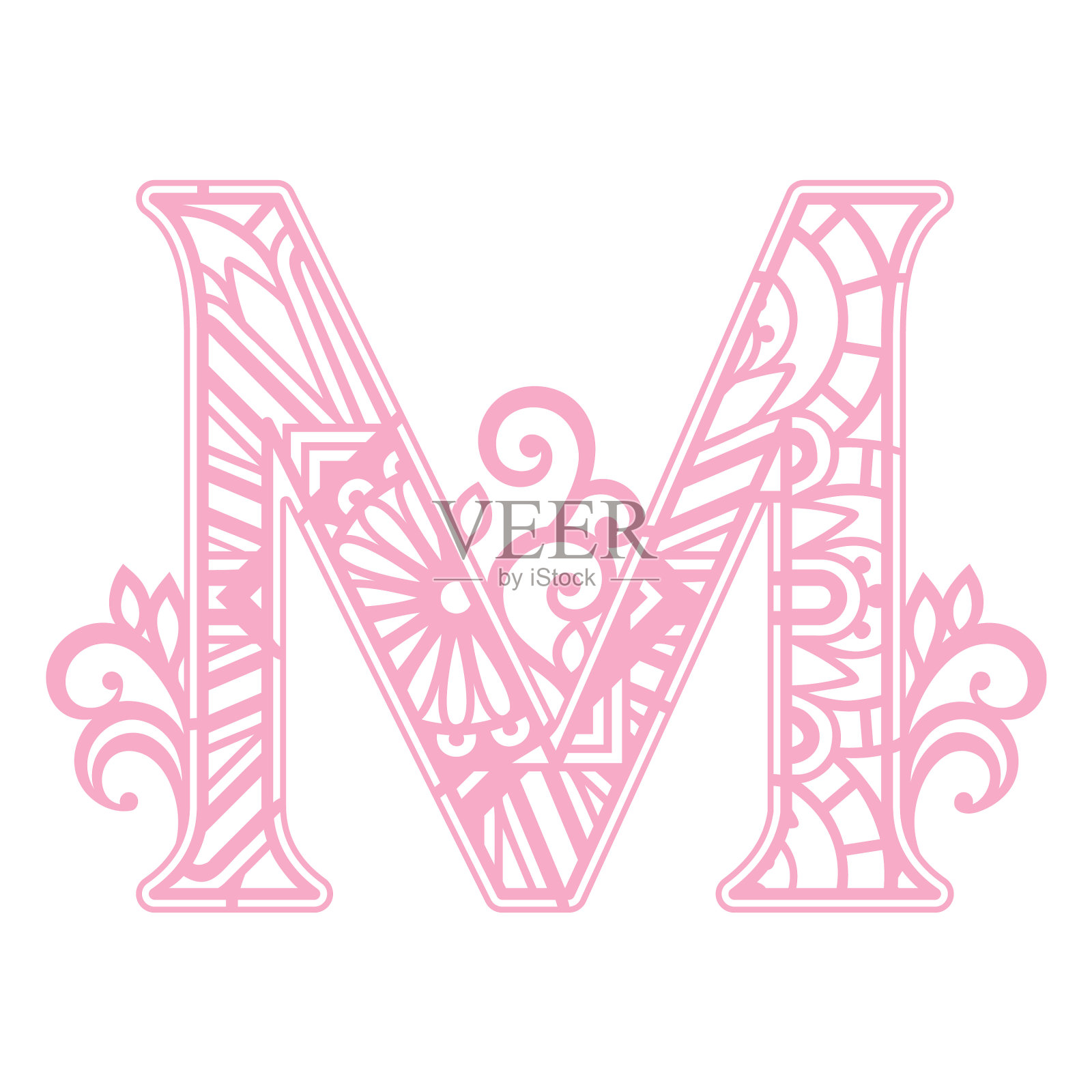 粉色字母m曼荼罗设计设计元素图片