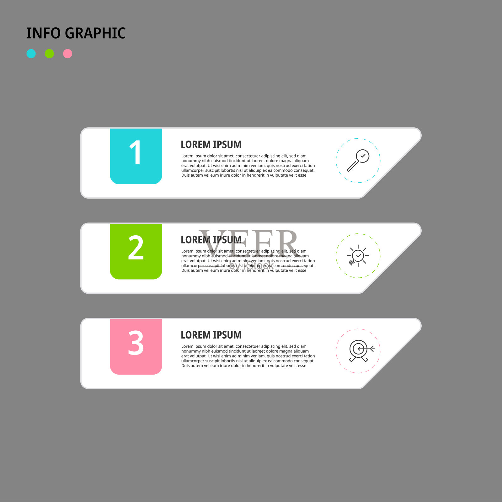 矢量信息图设计业务模板与图标和3个选项或步骤。可用于流程图、演示文稿、工作流布局、横幅、流程图、信息图插画图片素材
