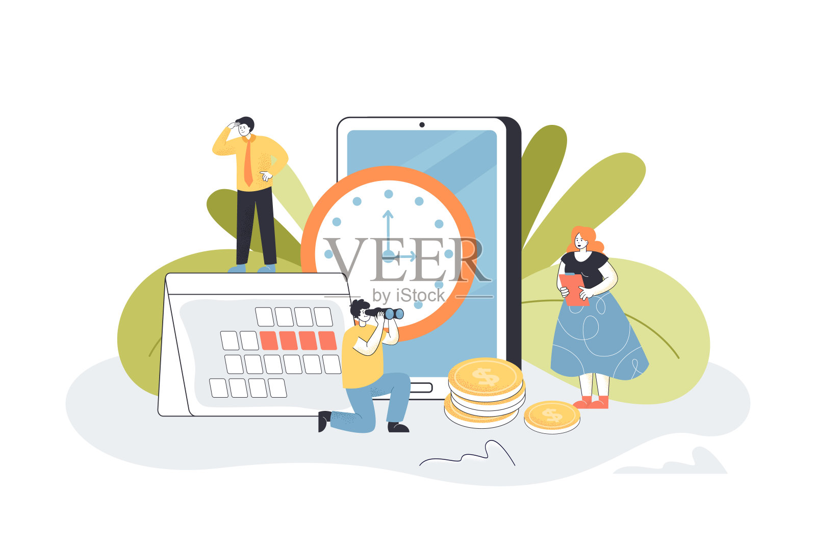 商务人士用日历计划项目插画图片素材