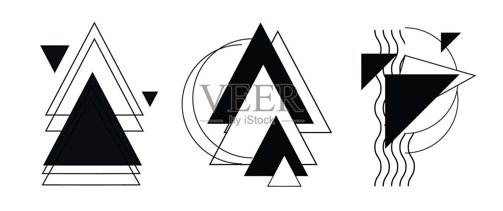 一组几何形状、线、点手绘极简风格。孤立在白色背景上的现代元素对象向量艺术插图印刷，旗帜，明信片。矢量艺术插图插画图片素材