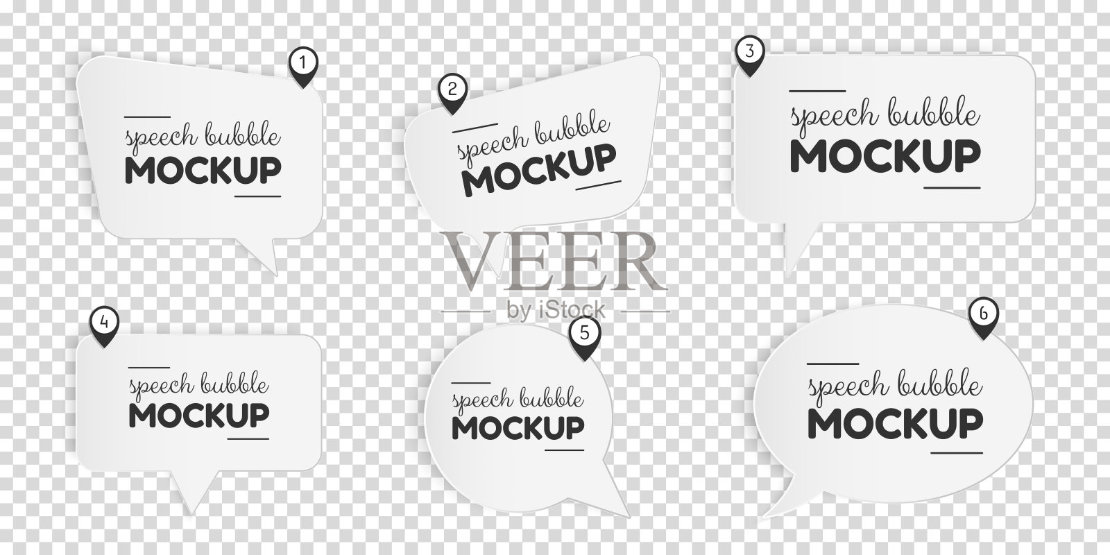 语音气泡集-在透明背景上隔离的不同矢量插图插画图片素材