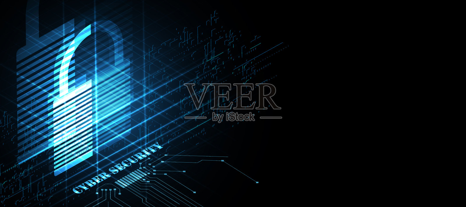 以互联网数字安全技术概念为业务背景。锁定电路板插画图片素材