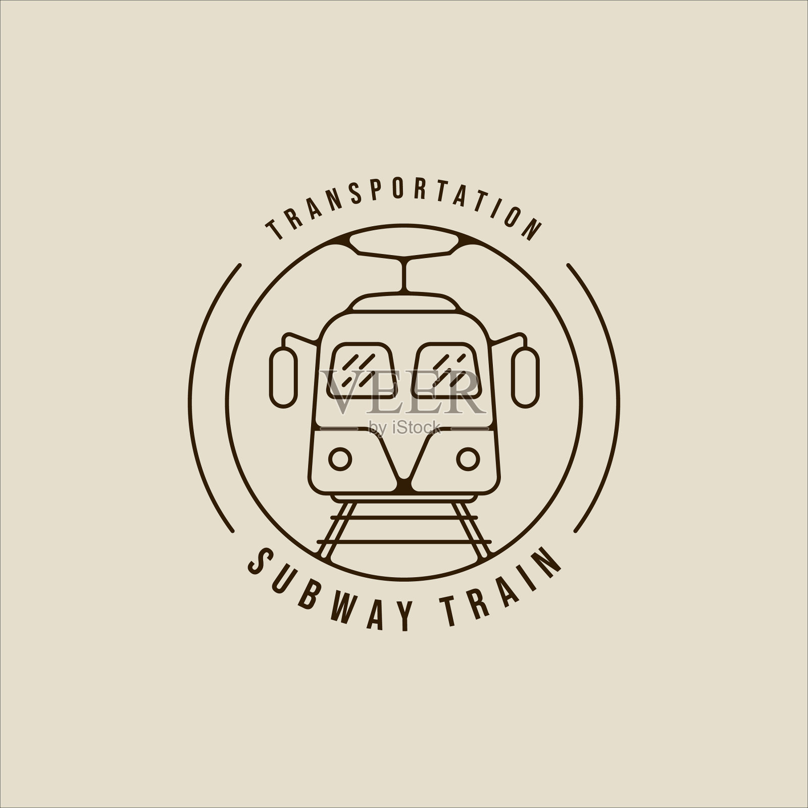 地铁列车标志线条艺术简洁极简插画图片素材