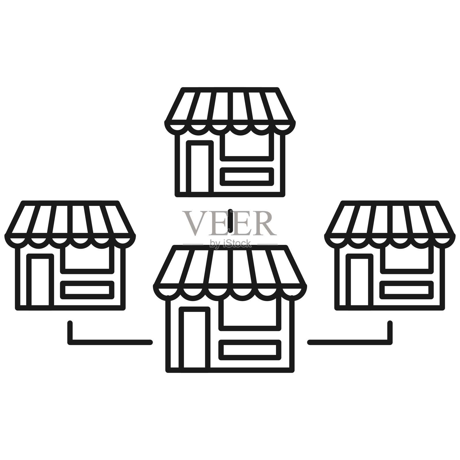 特许经营线艺术商业合作图标设计模板矢量插图插画图片素材