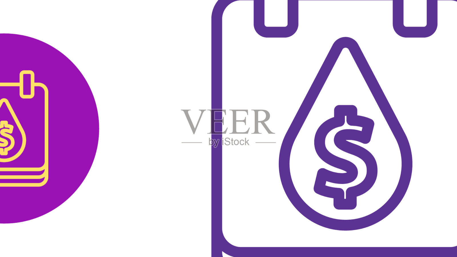 设定线油滴与美元符号图标隔离图标素材