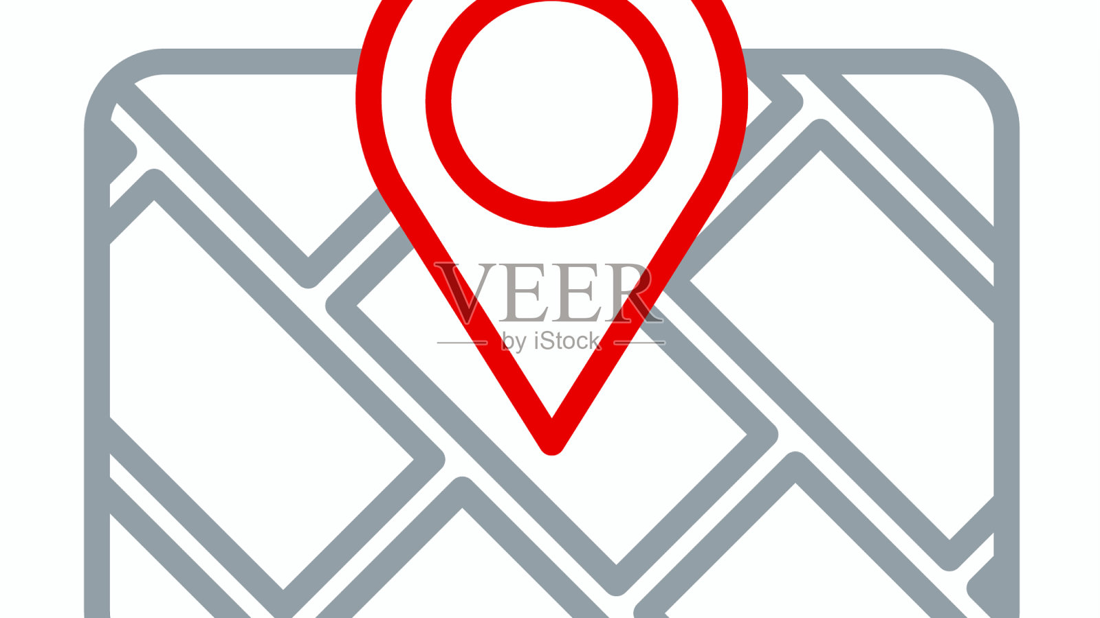 线GPS设备与地图图标孤立在白色插画图片素材