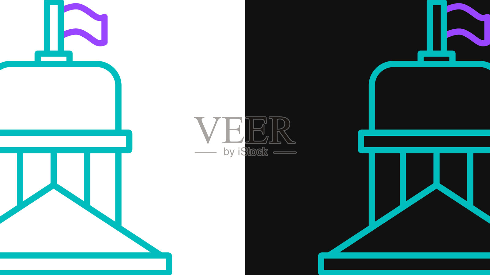 白宫图标孤立在白色和黑色上插画图片素材