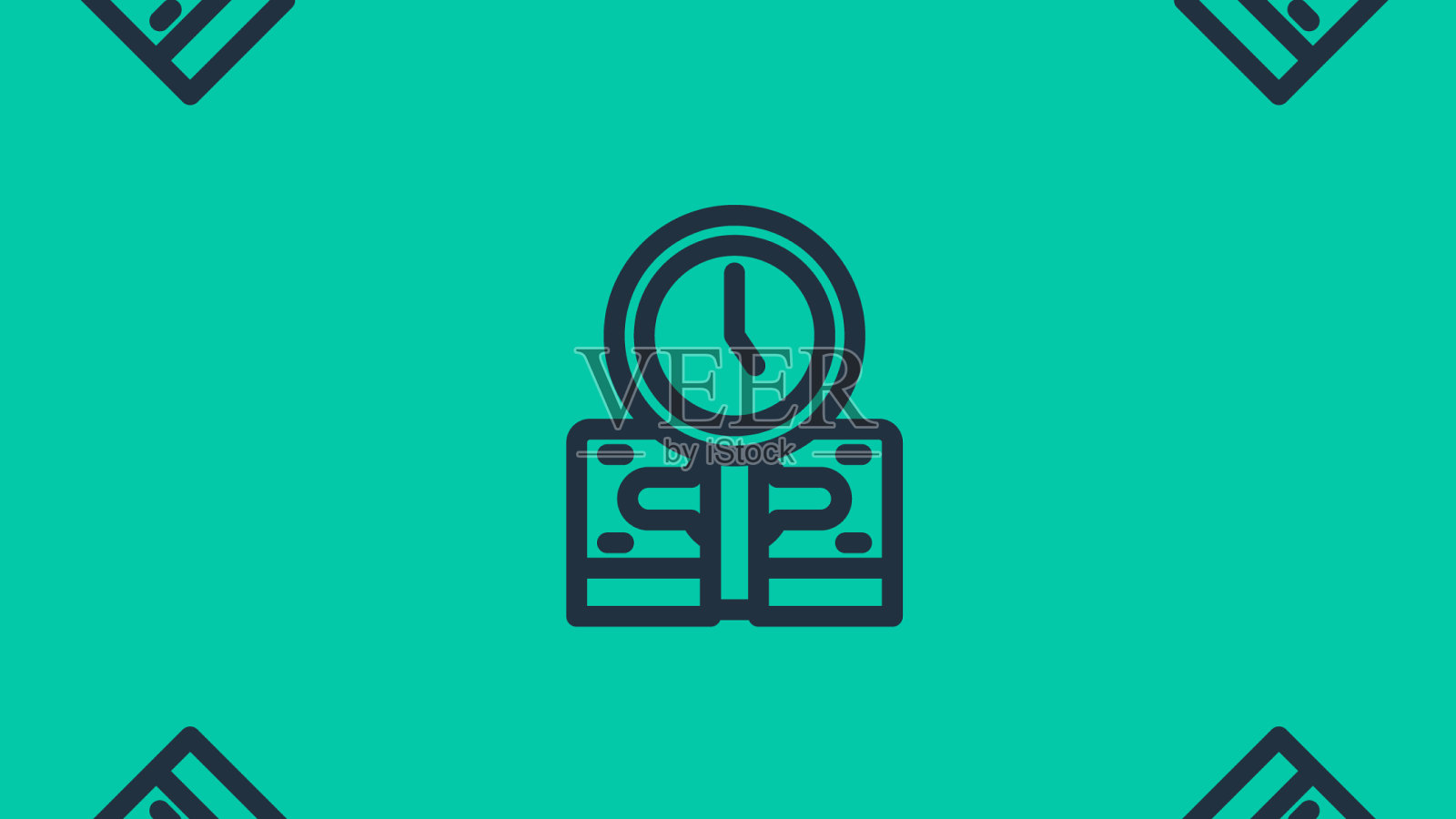 蓝线时间被金钱图标隔离无缝插画图片素材