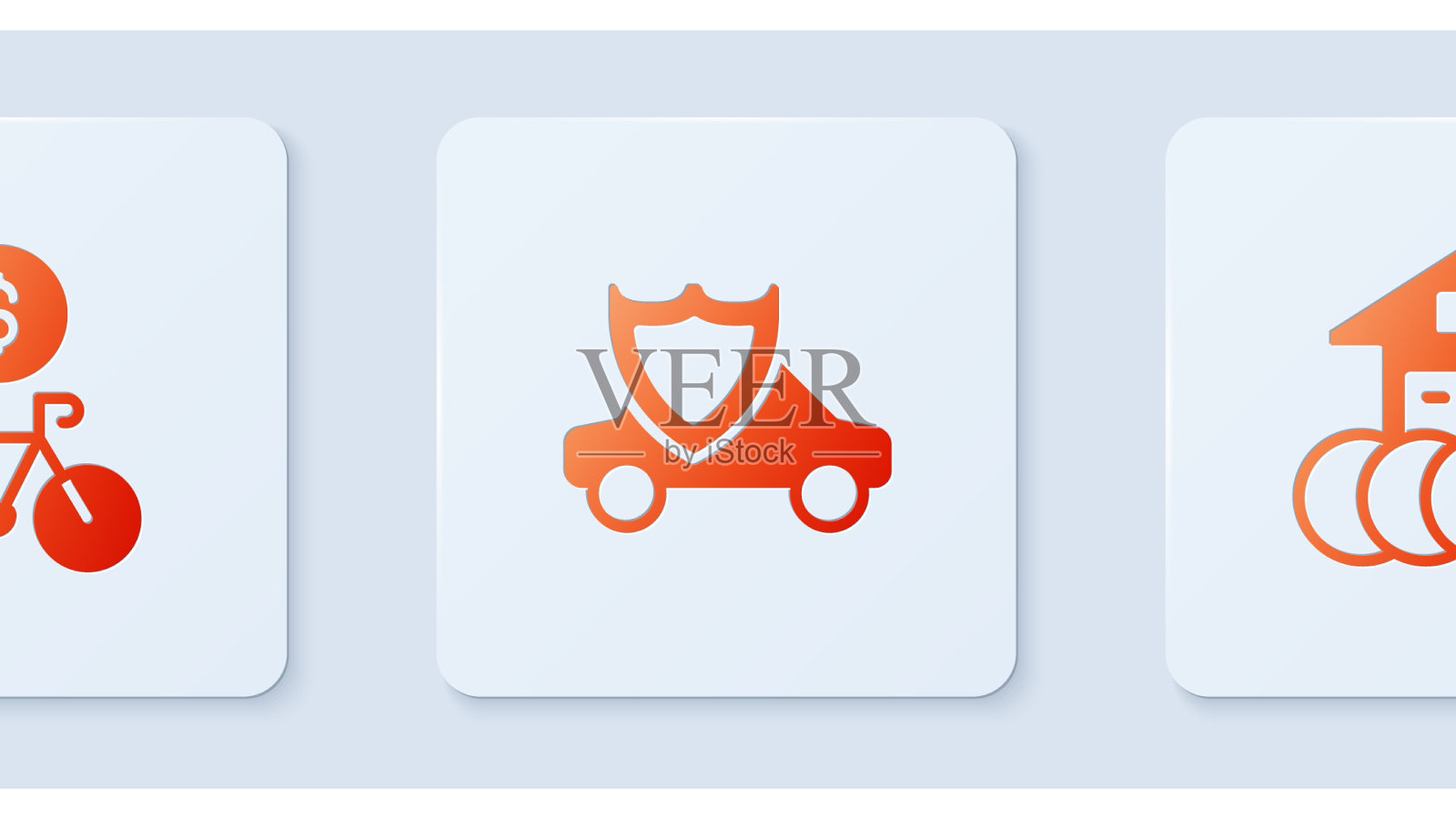 集汽车与盾自行车租赁手机app和图标素材