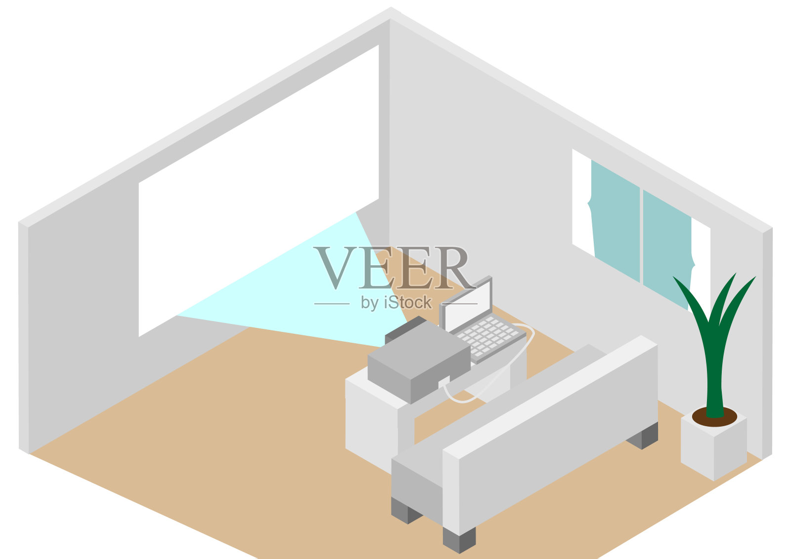 等距家用投影仪插画图片素材