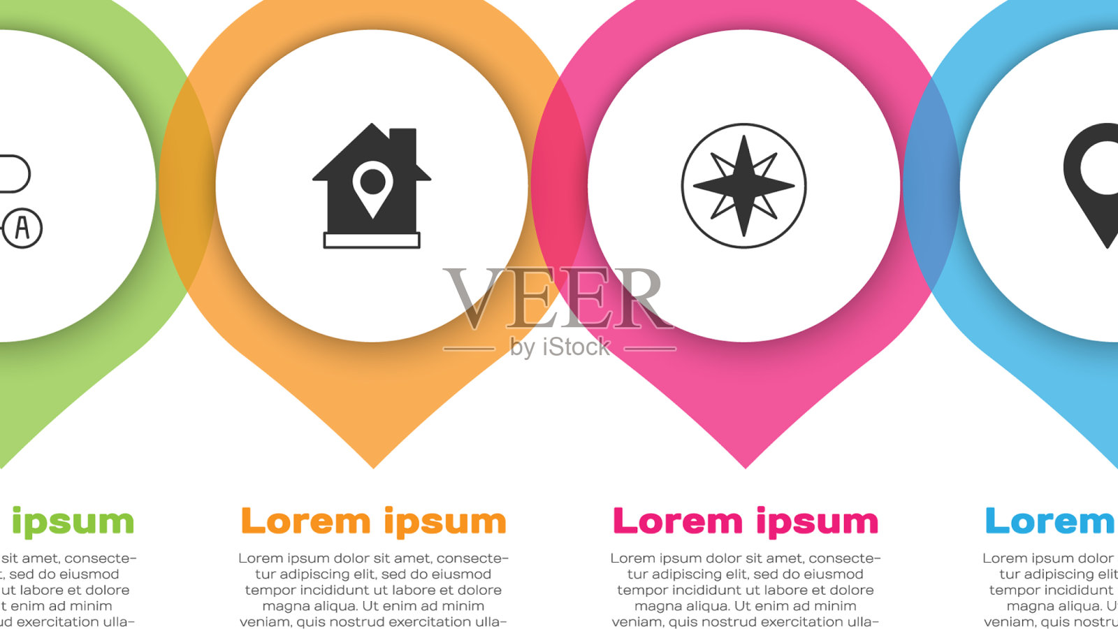 设置路线位置位置与房风玫瑰图标素材