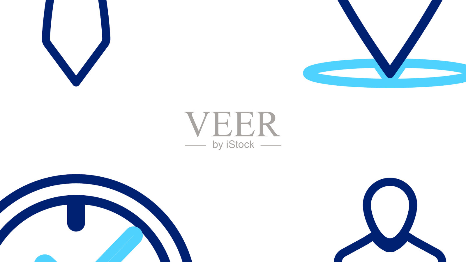 设置线路推介营销时钟地图和引脚图标素材