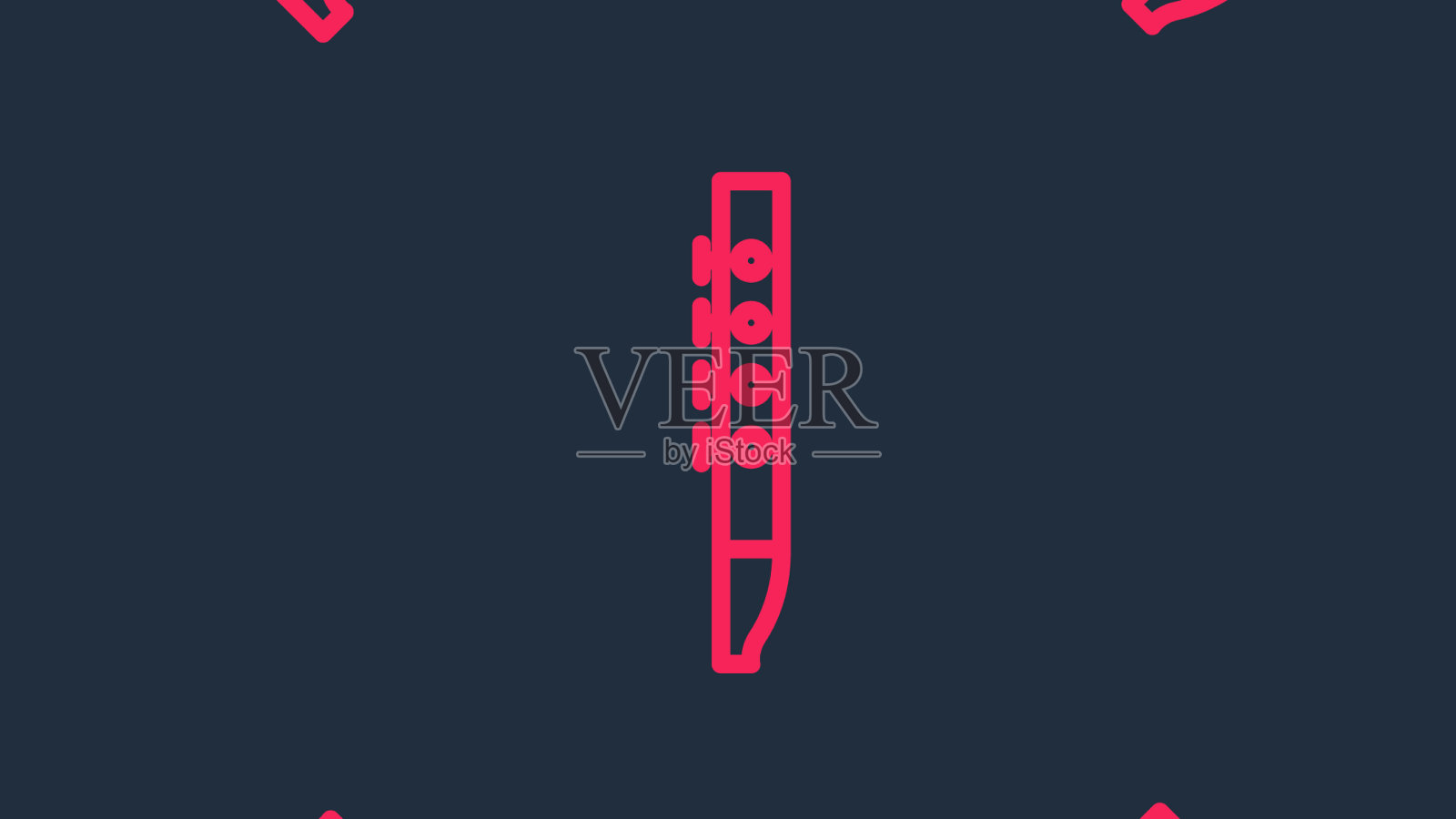 红色线长笛图标隔离无缝图案上插画图片素材