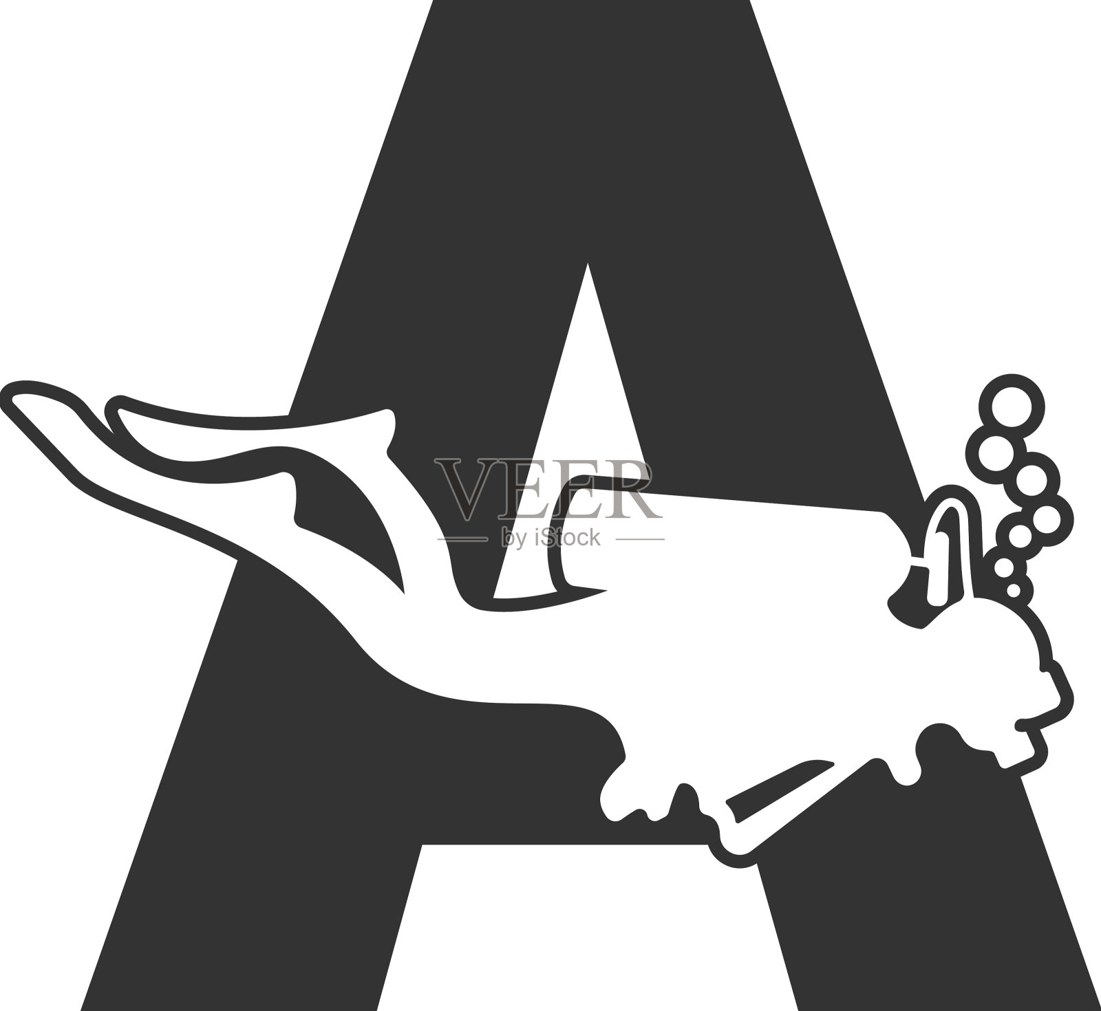 字母a和某人的水肺潜水图标设计元素图片