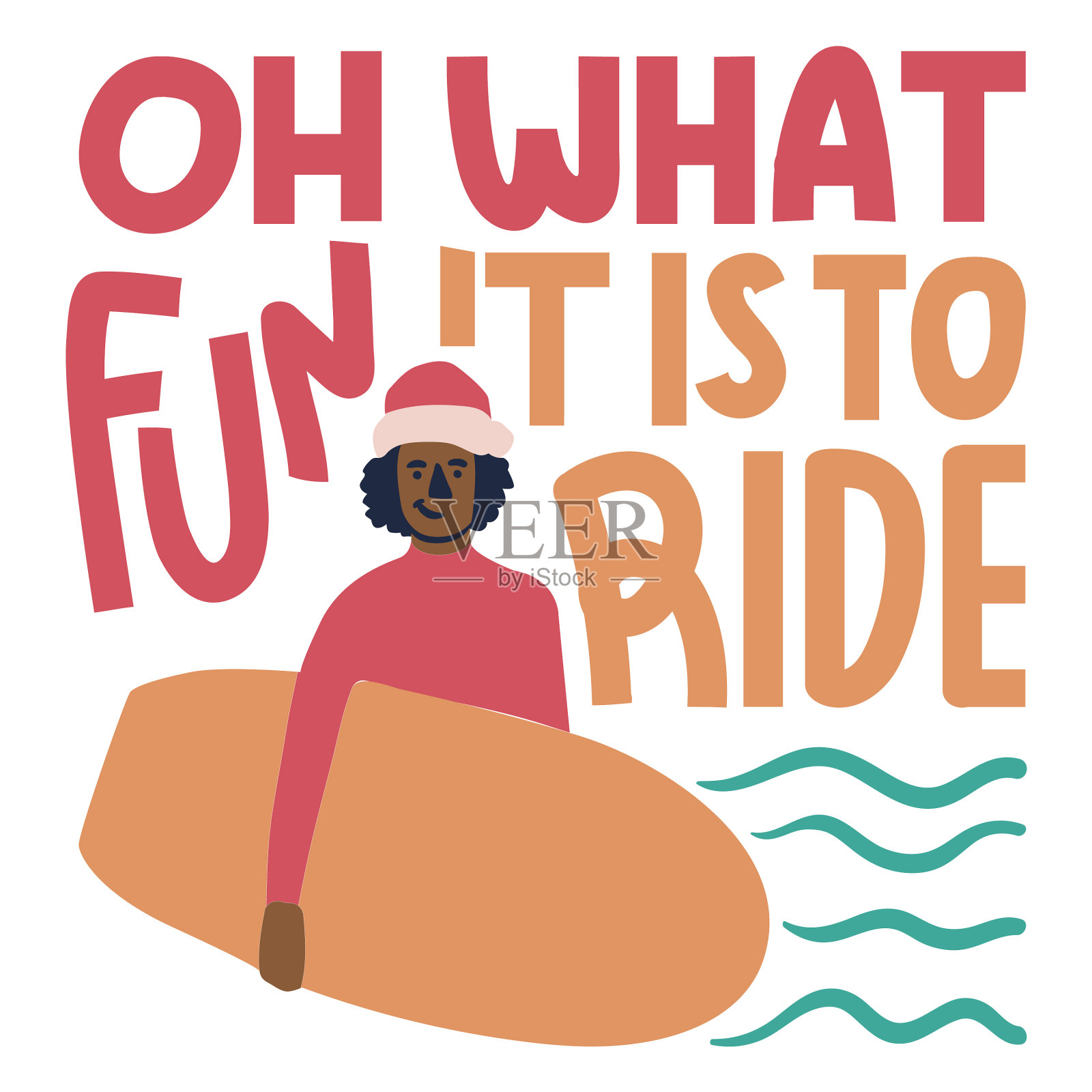 圣诞冲浪徽章平设计元素图片