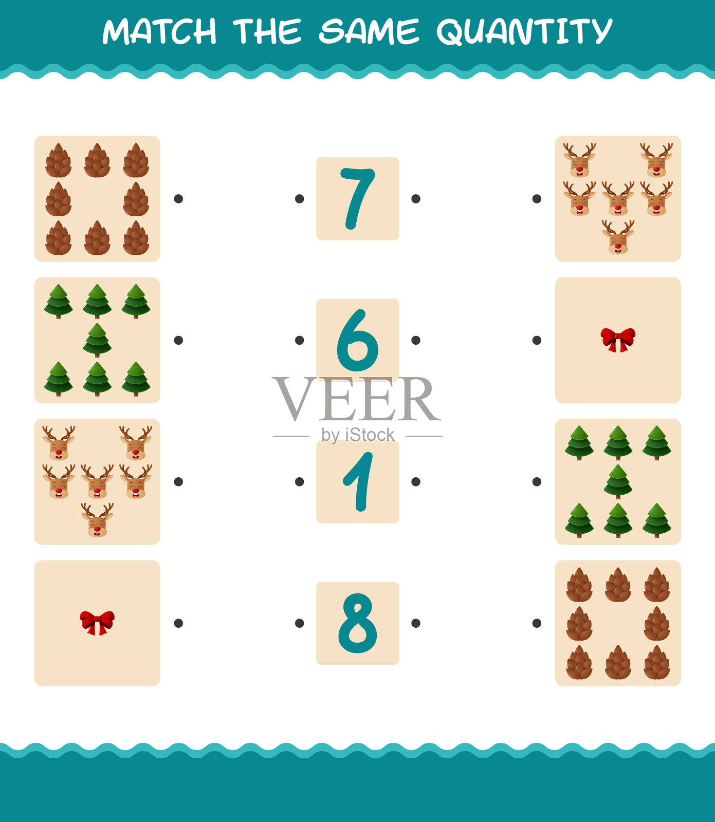 匹配相同数量的圣诞节计数插画图片素材