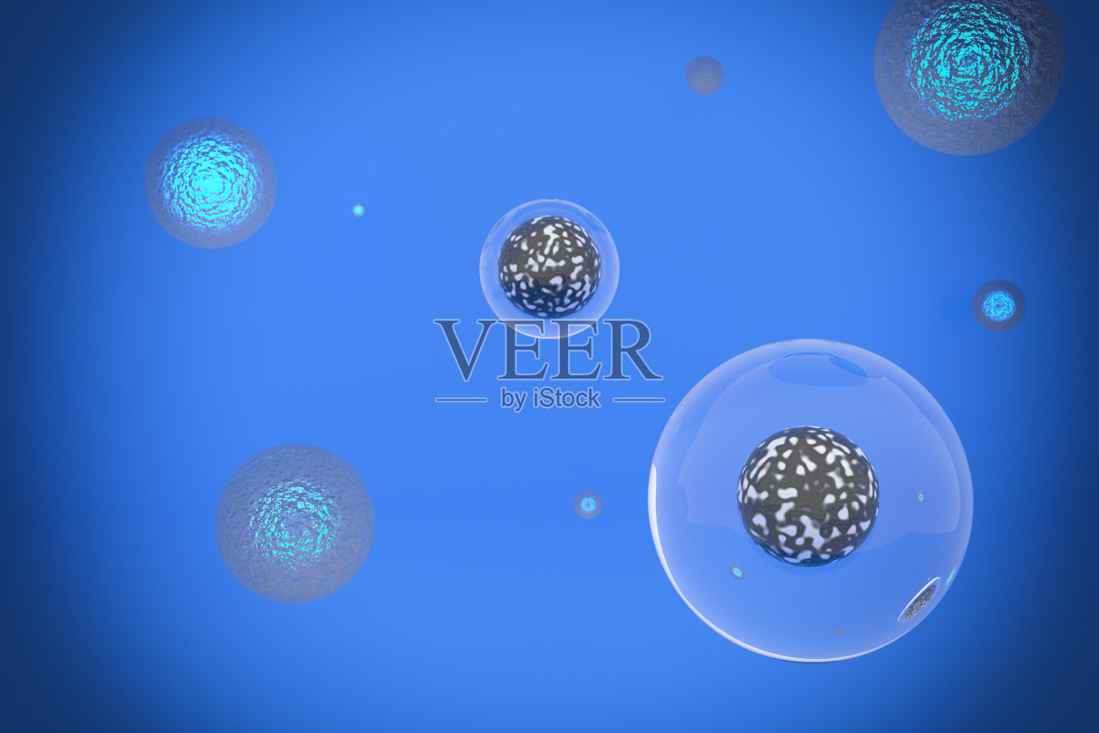 显微镜下健康和死亡的生物细胞照片摄影图片