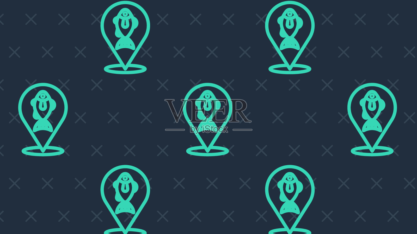 绿线定位钓鱼图标隔离无缝插画图片素材